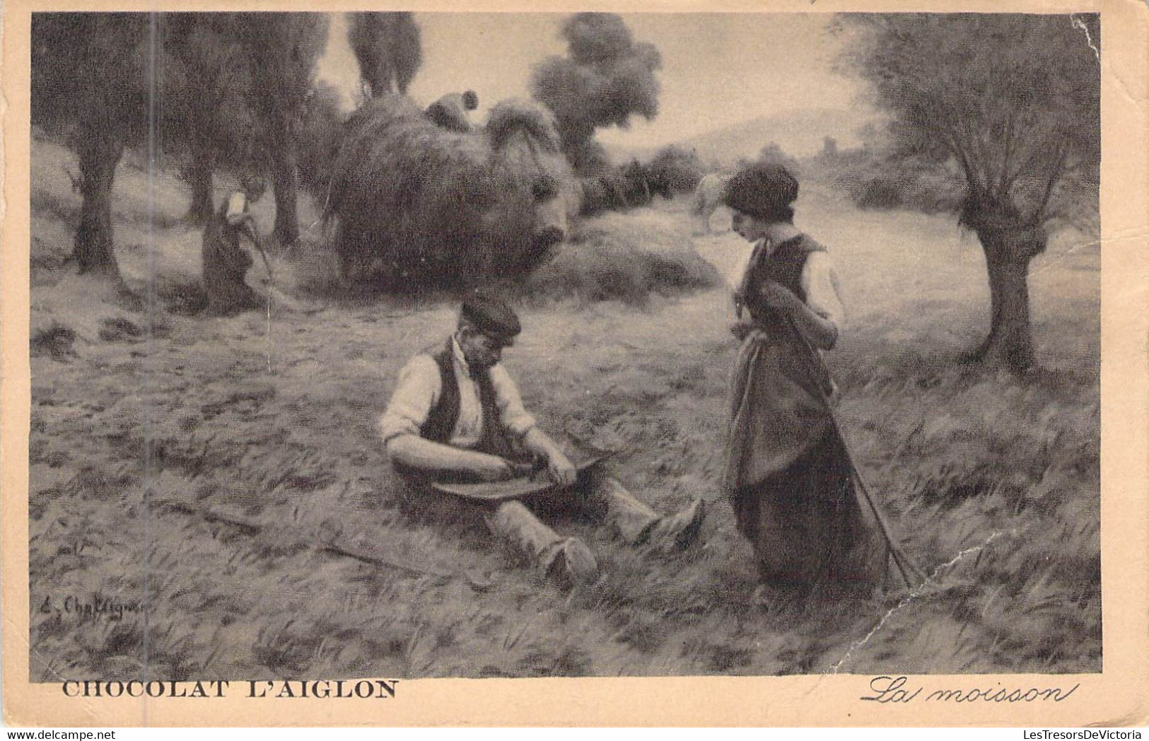 PUBLICITE - CHOCOLAT L'AIGLON - La Moisson - A CHATING - Art - Peinture - Agriculte - Carte Postale Ancienne - Werbepostkarten