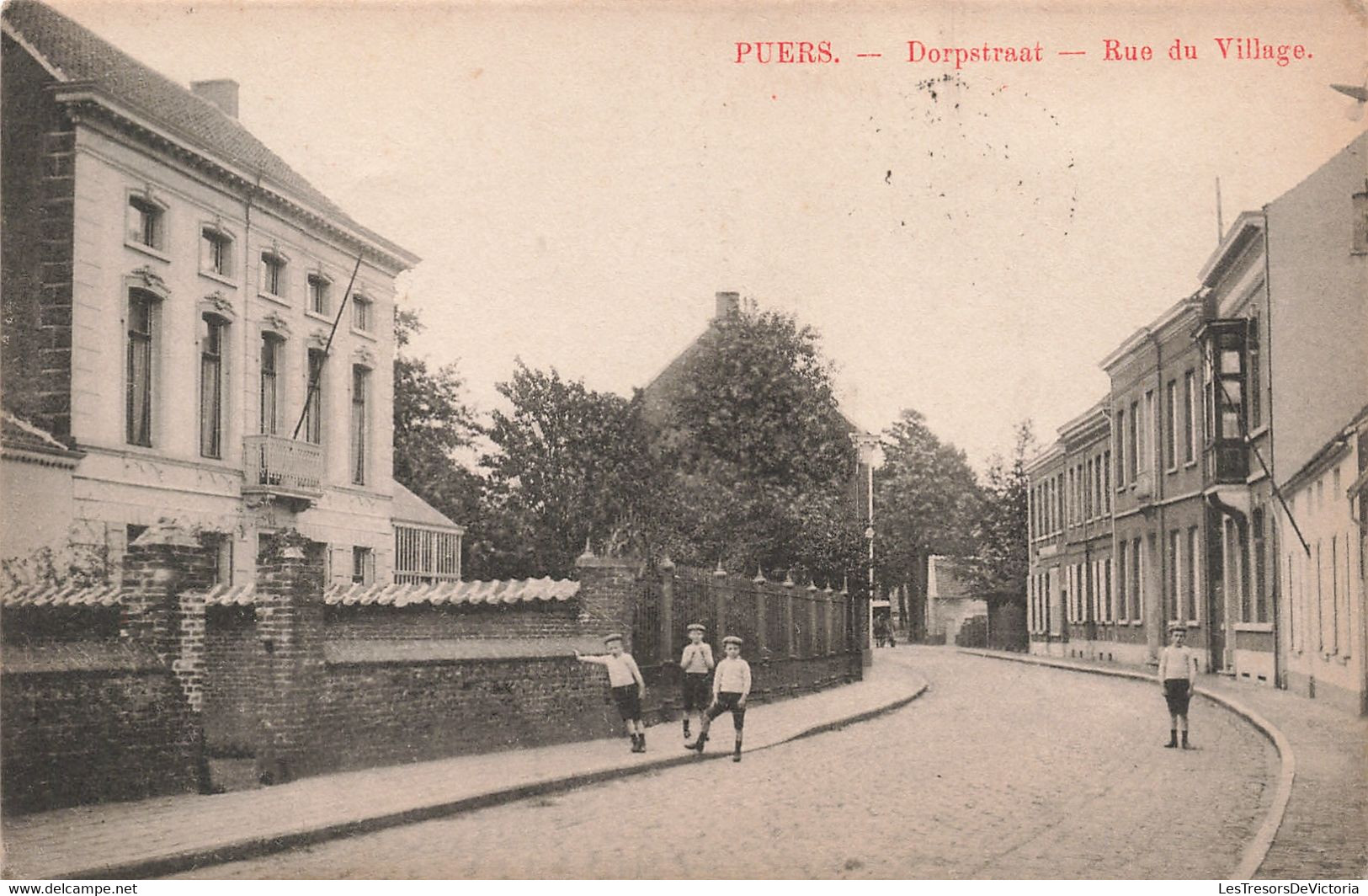 Belgique - Puers - Dorpstraat - Rue Du Village - Animé - Enfant - Typ. Baeté Cooremans - Carte Postale Ancienne - Puurs