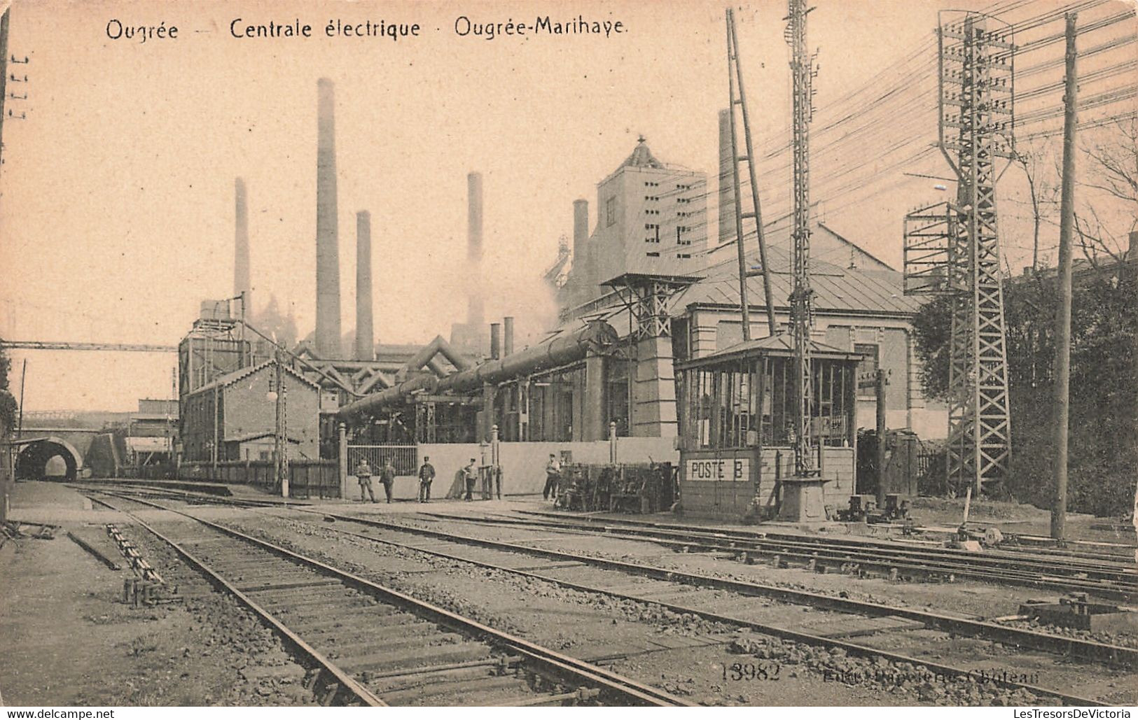 Belgique - Ougrée - Centrale électrique - Ougrée Marihaye - Edit.Papeterie Choteau - Animé  - Carte Postale Ancienne - Seraing