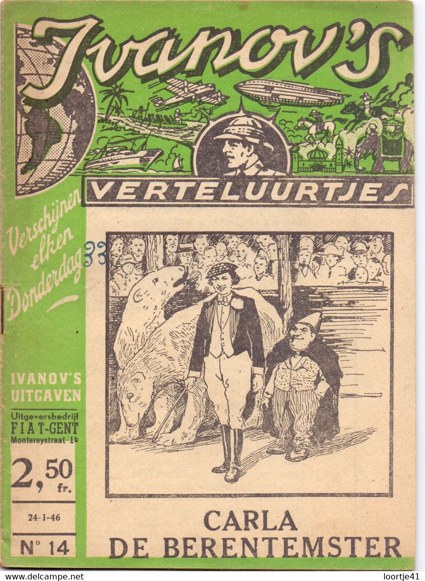 Tijdschrift Ivanov's Verteluurtjes - N° 14 - Carla De Berentemster - Sacha Ivanov - Uitg. Fiat Gent - 1946 - Giovani