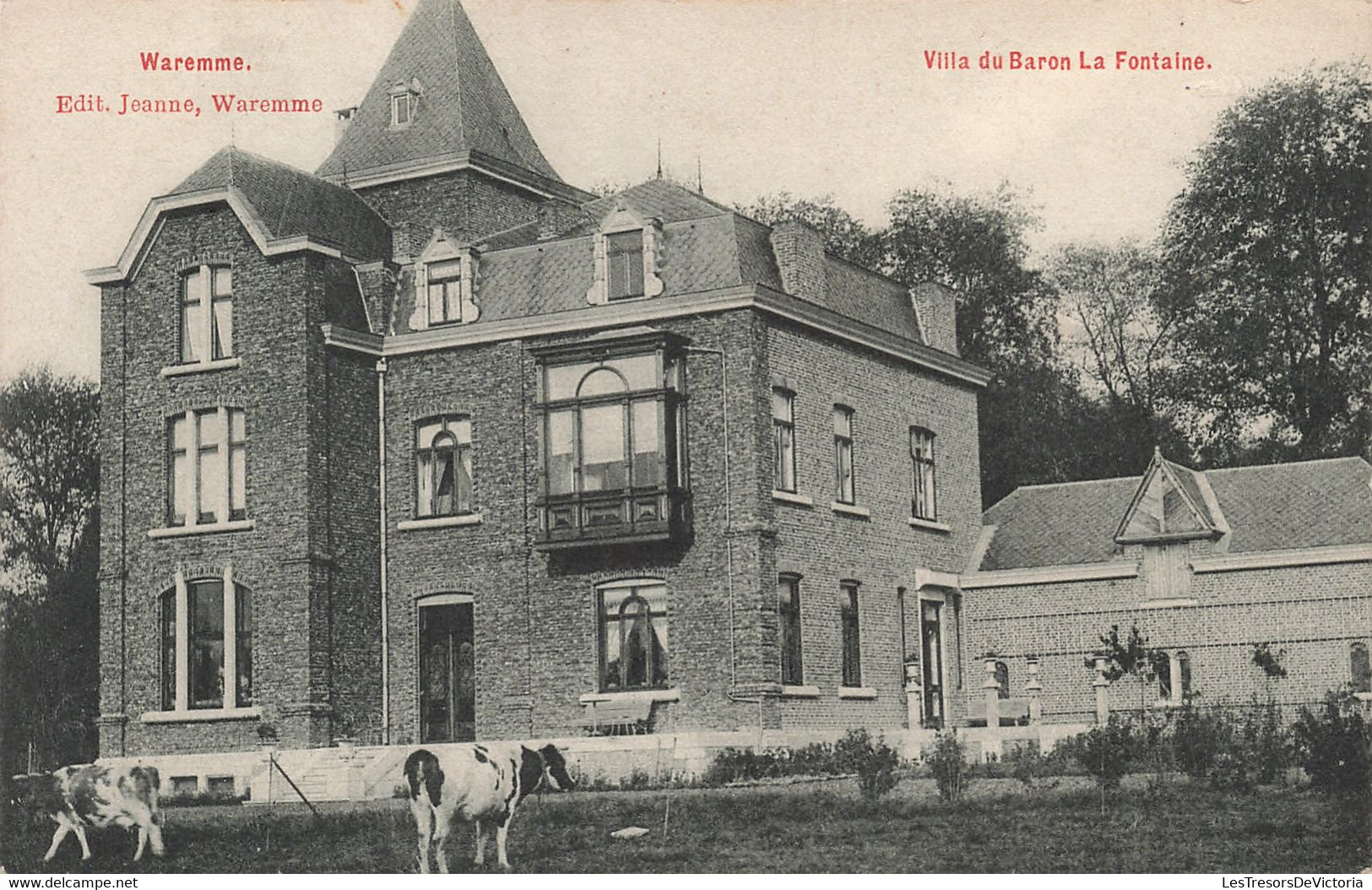 Belgique - Waremme - Villa Du Baron La Fontaine - Edit. Jeanne - Vache - Oblitéré 1908 - Carte Postale Ancienne - Waremme