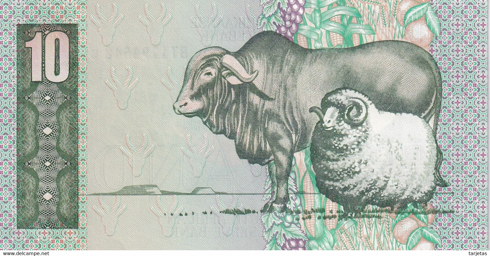 BILLETE DE SURAFRICA DE 10 RAND DEL AÑO 1994 SIN CIRCULAR (UNC) (BANKNOTE) VACA-OVEJA-COW-SHEEP - Zuid-Afrika