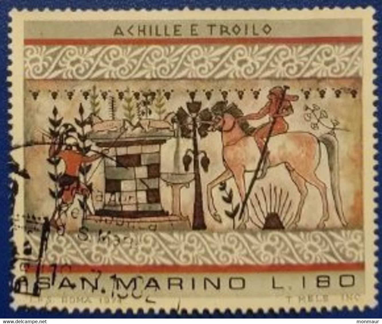 SAN MARINO 1975  PITTURA ETRUSCA LIRE 180 - Oblitérés