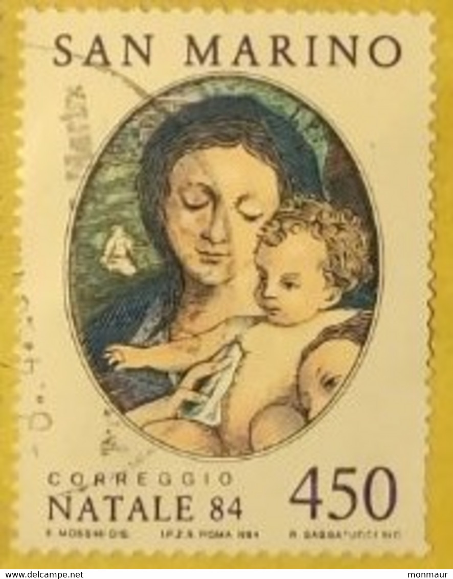 SAN MARINO 1984 NATALE IL CORREGIO LIRE 450 - Used Stamps