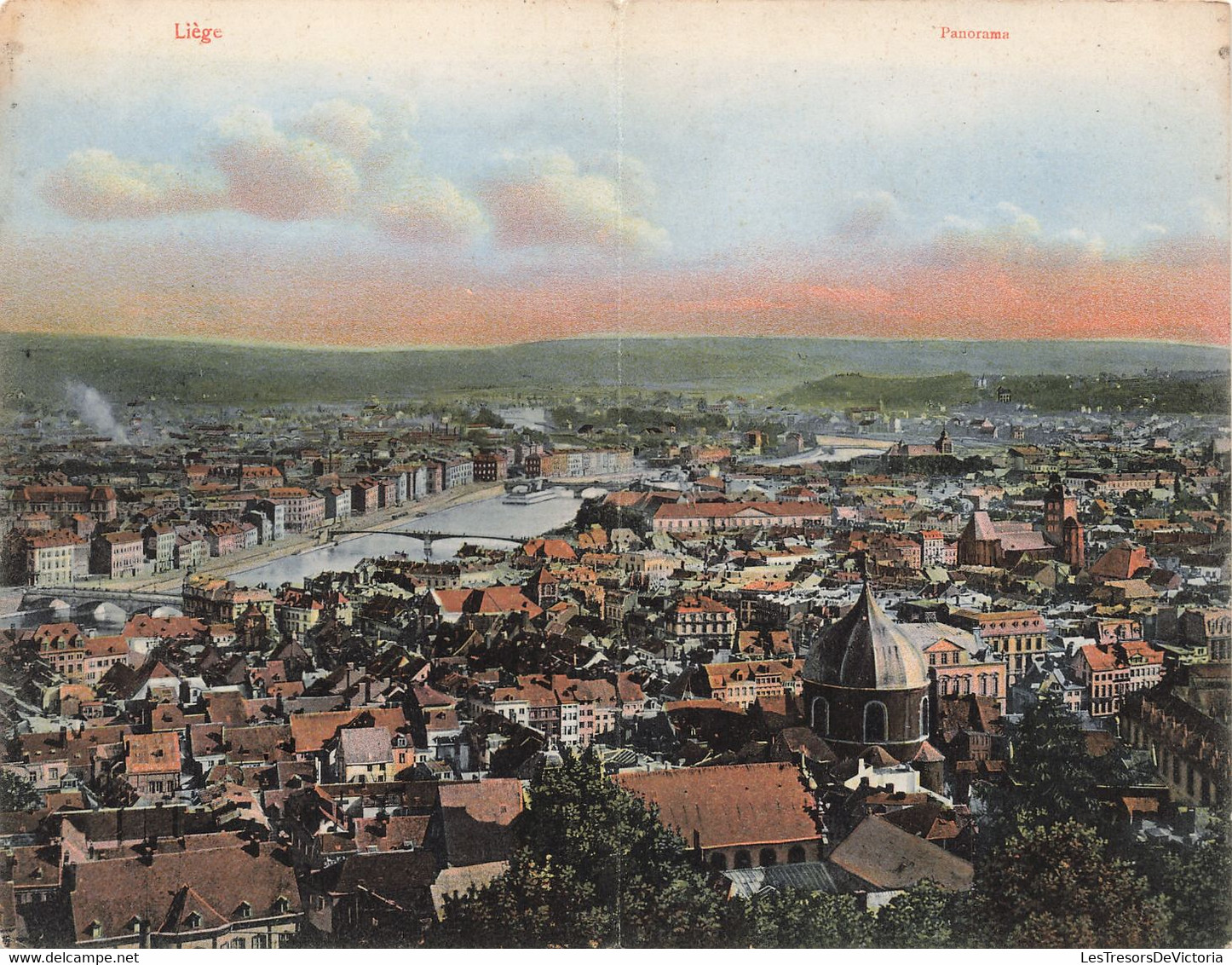 Belgique - Liège - Panorama - Colorisé - Art. Atelier H. Guggennheim Et Co  - Double Carte - Carte Postale Ancienne - Lüttich