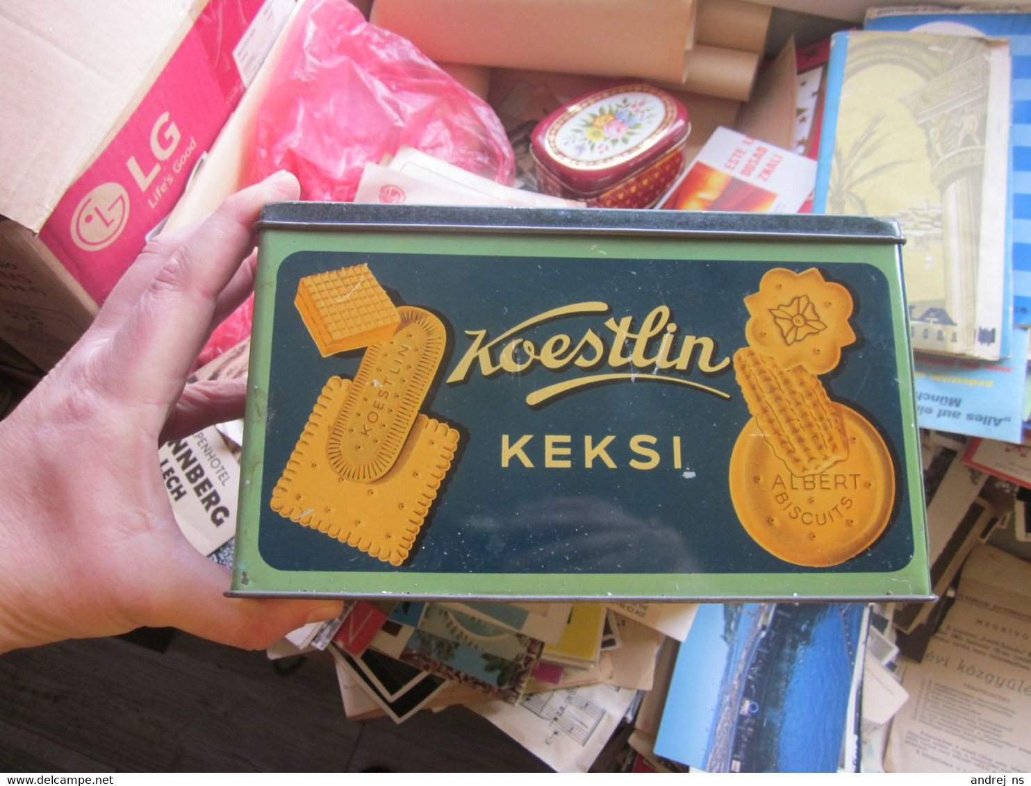 Old Tin Box Koestlin Keksi Koestlin Albert Biscuits D Wolfa Sinovi Bjelovar Kraljevina Kingdom Yugoslavia Ultra Big Old - Tin