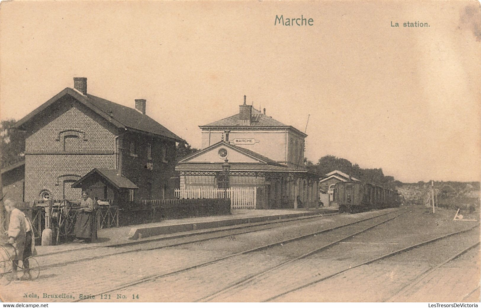 Belgique - Marche - La Station - Gare -  Edit. Nels - Animé - Train  - Carte Postale Ancienne - Marche-en-Famenne