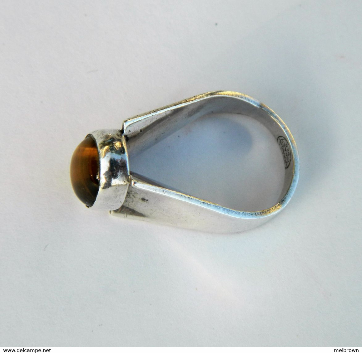 Vintage Tiger's Eye Cabochon Israel Silver 925 Ring - Size N - Anillos