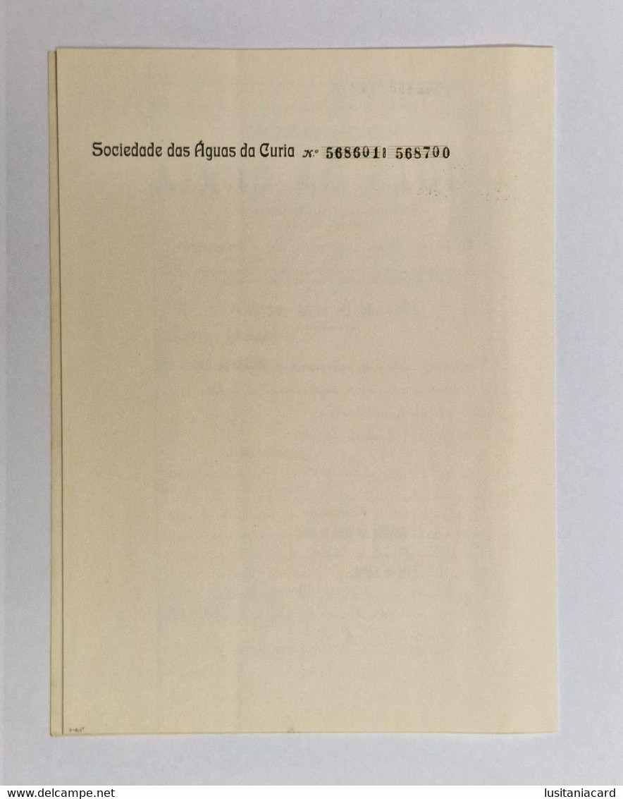 PORTUGAL-ANADIA-CURIA-Sociedade Das Águas Da Curia-Titulo De Cem Acções   Nº568601 A 568700- 11 De Novembro De 1943 - Acqua