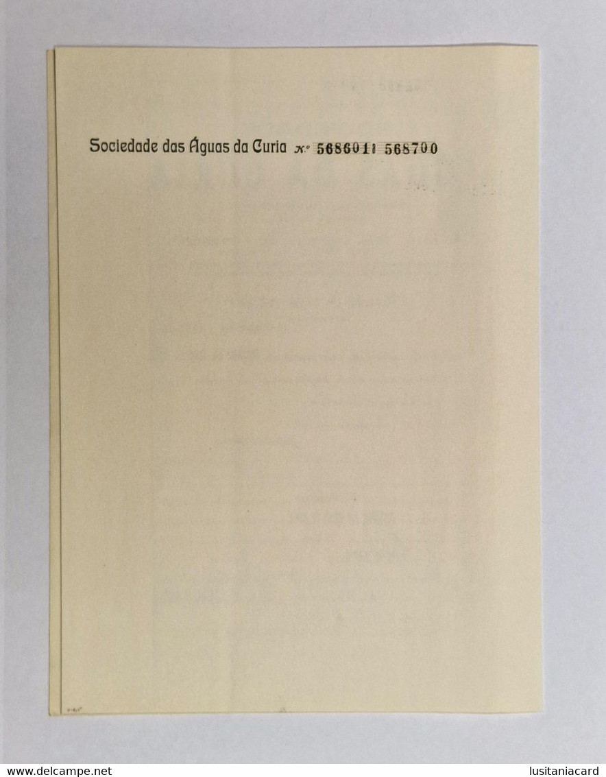 PORTUGAL-ANADIA-CURIA-Sociedade Das Águas Da Curia-Titulo De Cem Acções   Nº568601 A 568700- 11 De Novembro De 1943 - Wasser