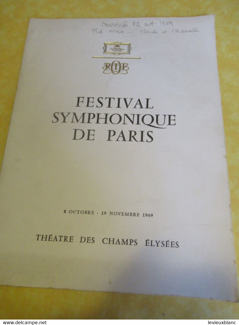 Programme Ancien/Musique/Festival Symphonique De Paris/Orchestre National/O.R.T.F./Kempff/Jochum/1969 PROG354 - Programmi
