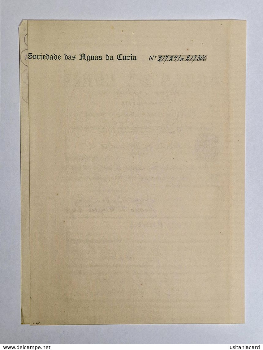 PORTUGAL-ANADIA-CURIA-Sociedade Das Aguas Da Curia-Titulo De Dez Acções   Nº217291 A 217300-  1923 - Agua