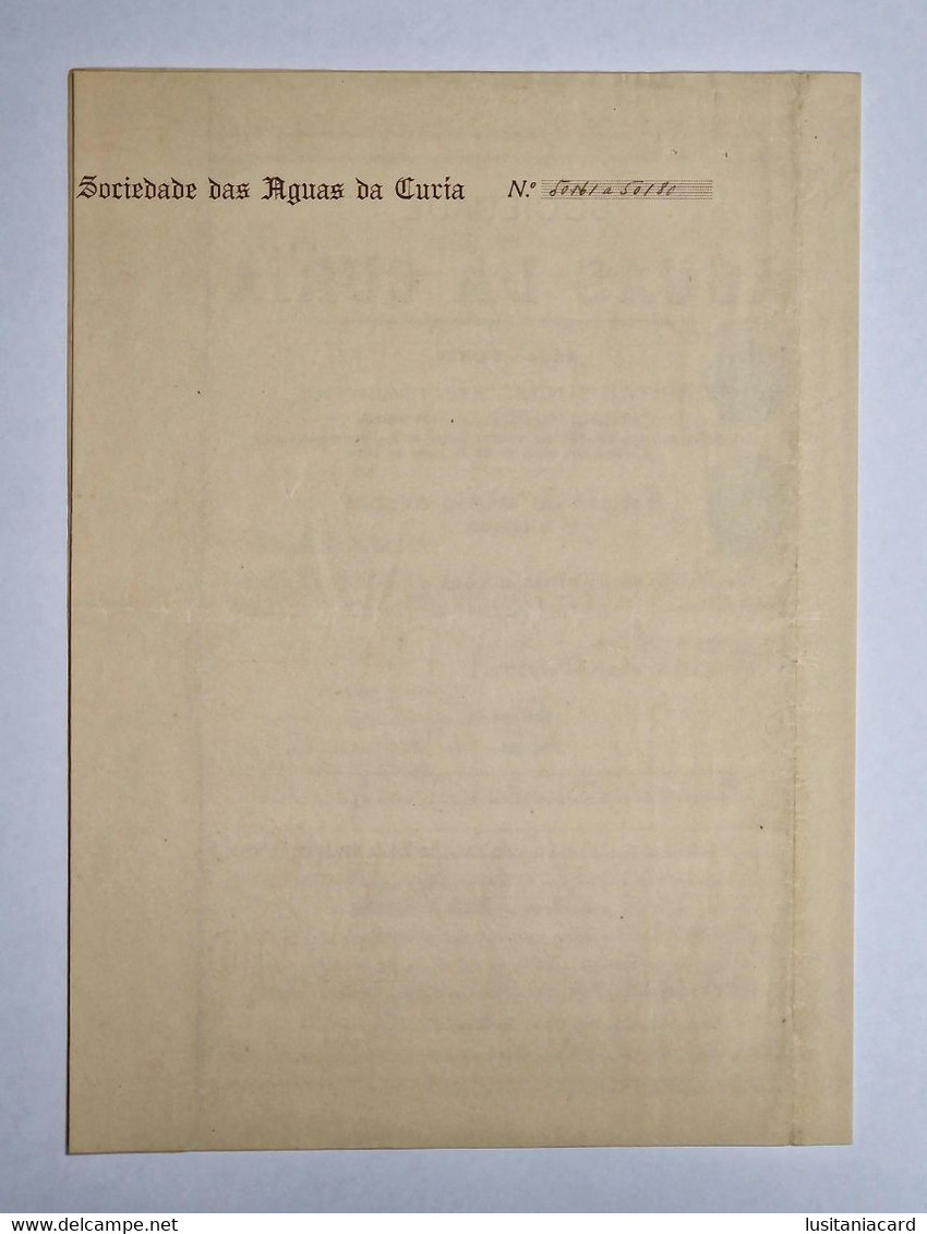 PORTUGAL-ANADIA-CURIA-Sociedade Das Aguas Da Curia-Titulo De Vinte Acções   Nº50161 A 50180-31 Dezembro 1921 - Acqua