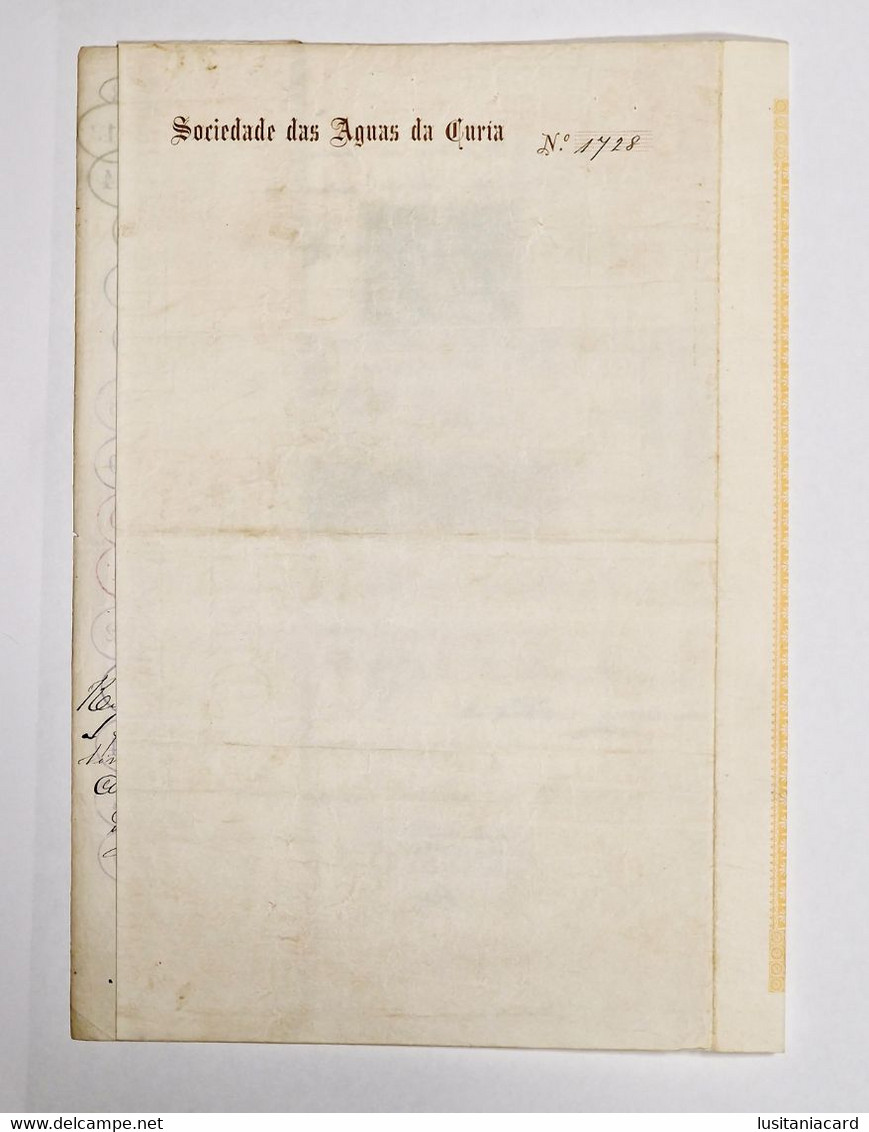 PORTUGAL-ANADIA-CURIA-Sociedade Das Aguas Da Curia-Titulo De Uma Acção  Nº 1728 - 30 De Janeiro De 1903 - Eau