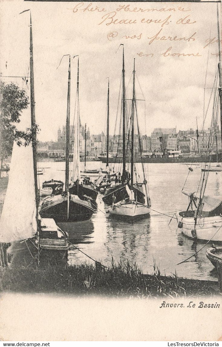 Belgique - Anvers - Le Bassin Des Yachts à Saint Anne - Double Carte  - Bateau - Carte Postale Ancienne - Antwerpen