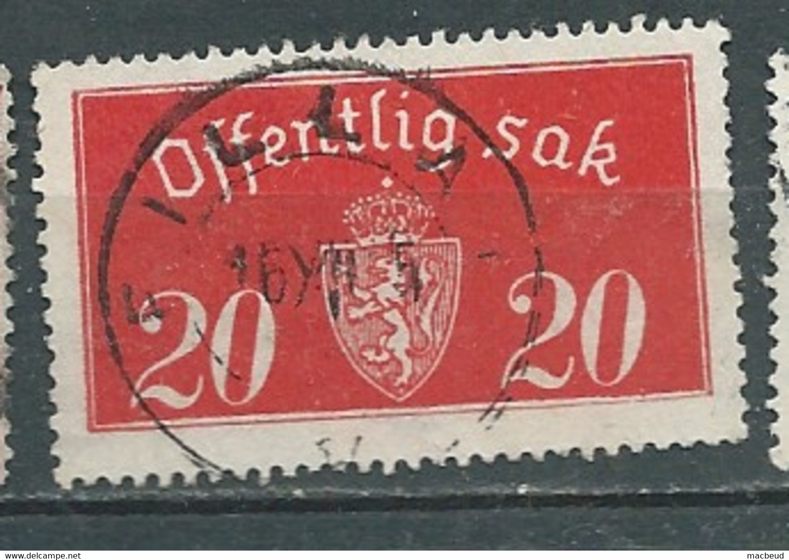 Norvege - Service  - Yvert N° 20 B  Oblitéré - AI 32202 - Service