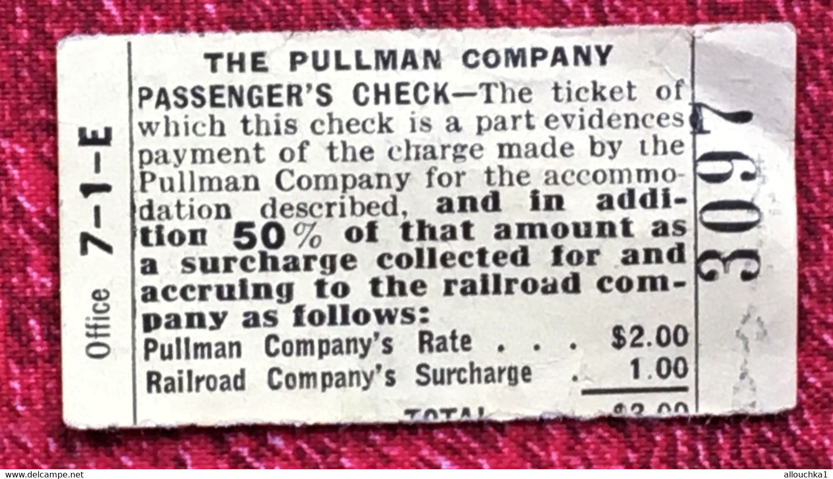 1922 Chicago To ?  Billet Ticket De Bus Pullman Company Titre De Transport-Passenger's Check-Rail Road - Mundo