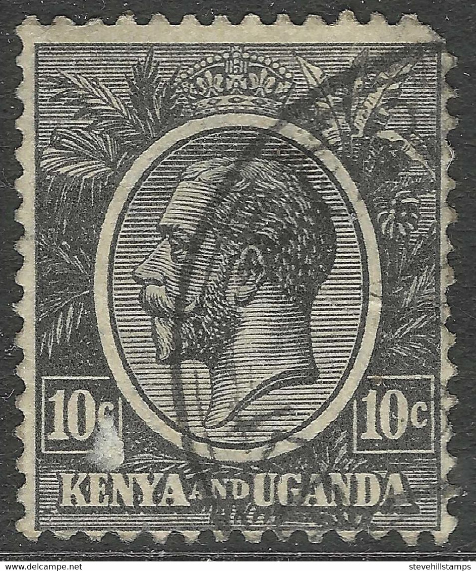 Kenya & Uganda. 1922-27 KGV. 10c Black Used. SG80 - Kenya & Oeganda