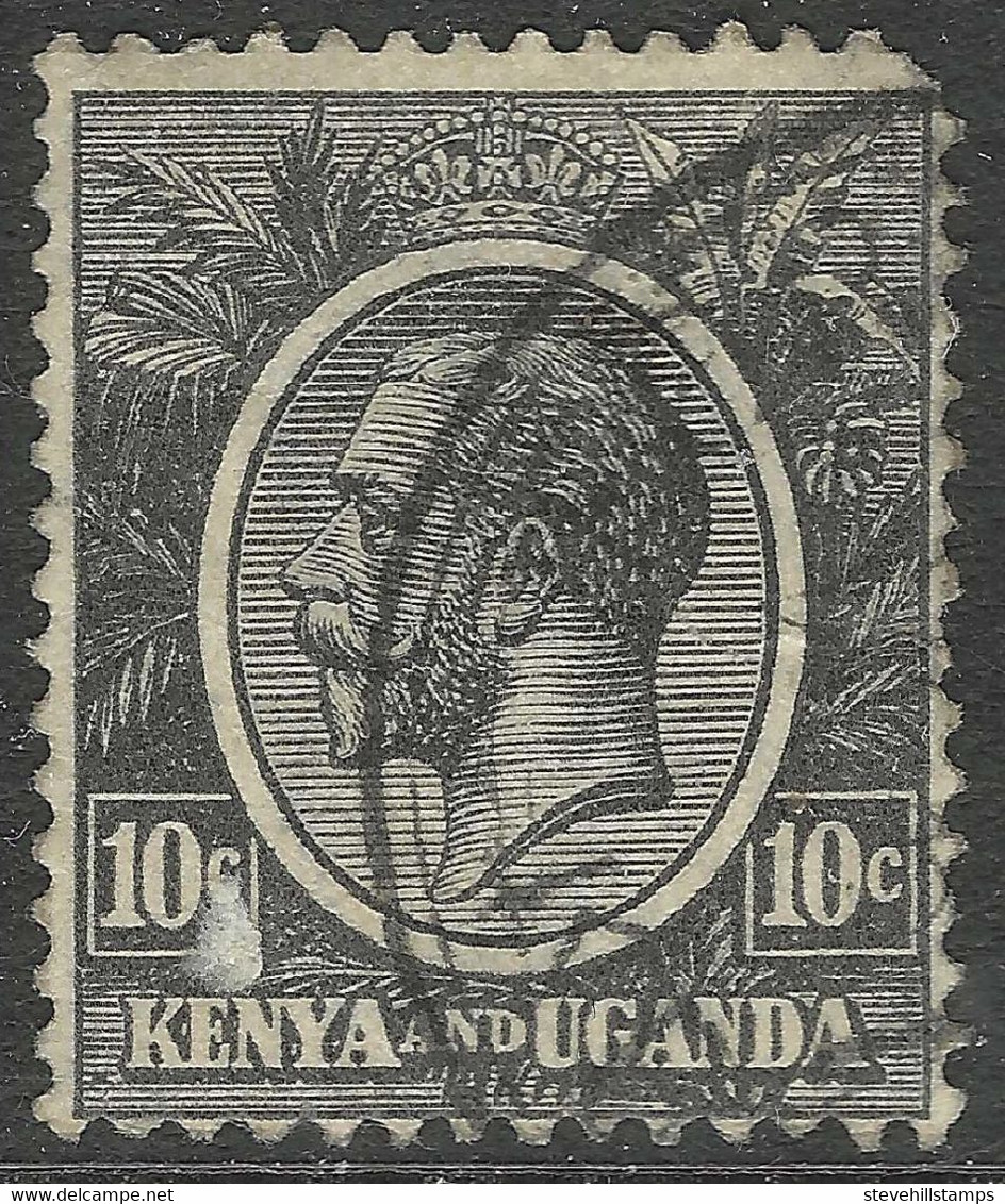 Kenya & Uganda. 1922-27 KGV. 10c Black Used. SG80 - Kenya & Ouganda