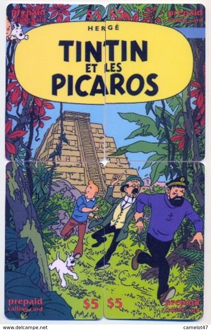 Tintin, Tintin Et Les Picaros, $5, LDPC, 4 Prepaid Calling Cards, PROBABLY FAKE, # Tintin-2 - Puzzle