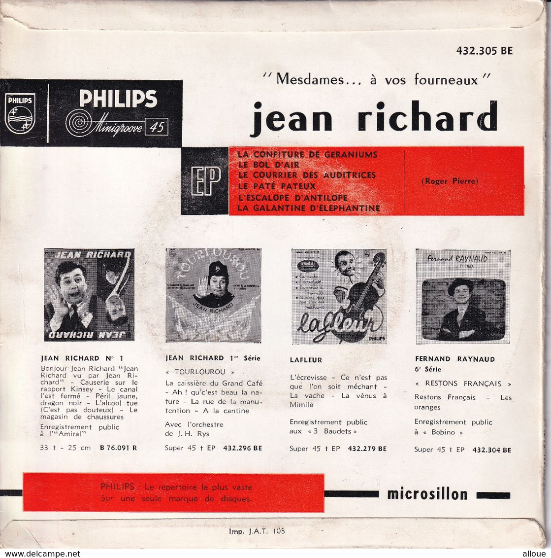 JEAN RICHARD - FR EP -  MESDAMES A VOS FOURNEAUX - Comiche