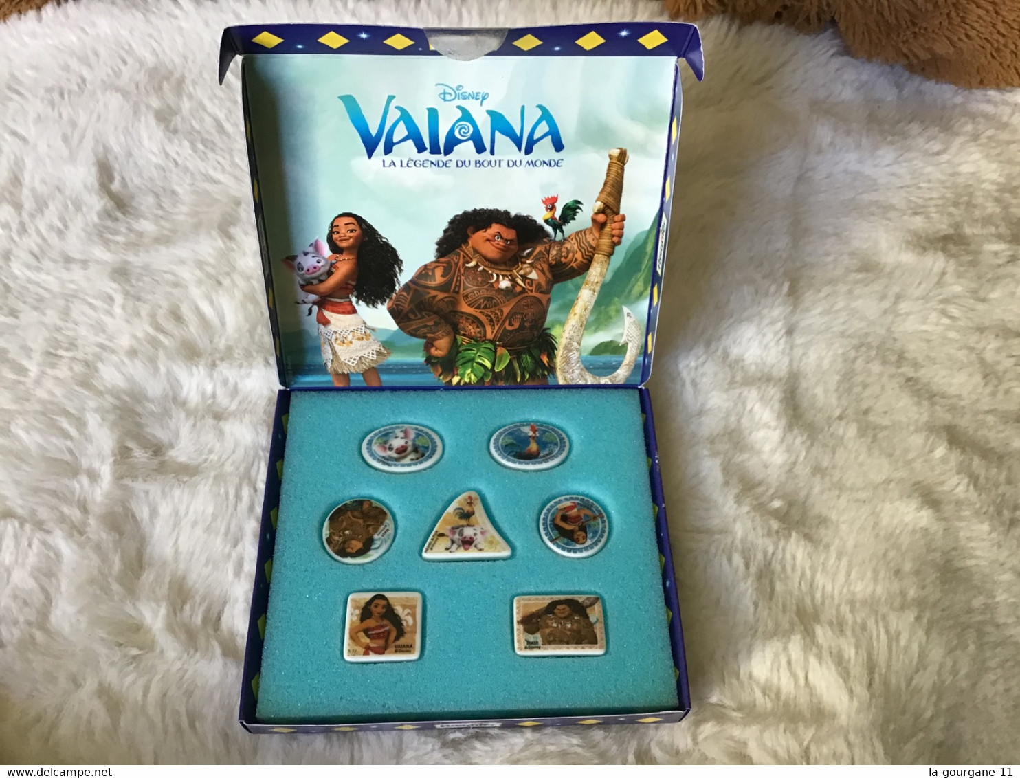 Rare Coffret VAIANA La Légende Du Bout Du Monde 7 Fèves Brillantes - PASQUIER 2017 - Disney