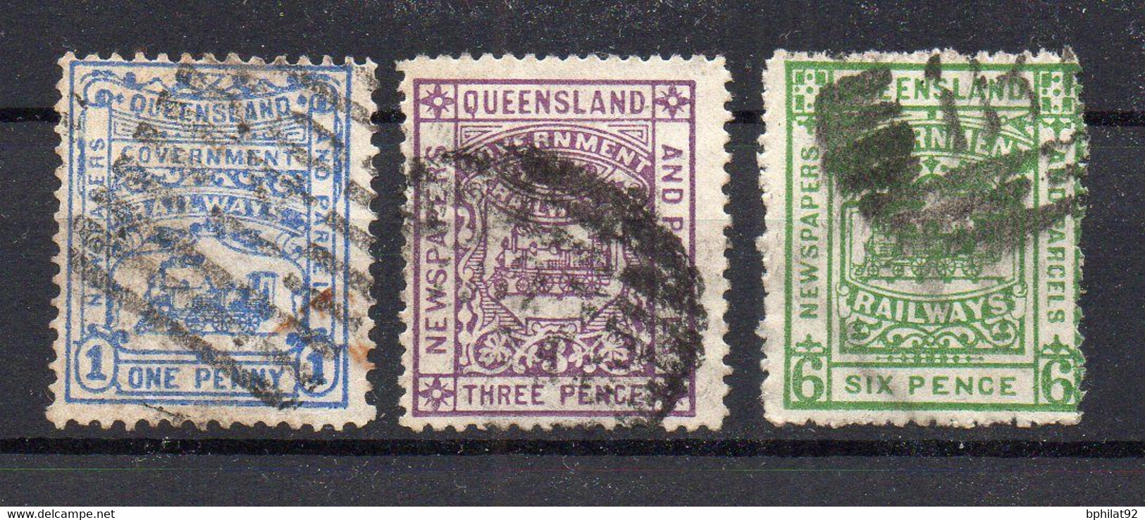 !!! QUEENSLAND, 3 TIMBRES OBLITERES - Gebraucht