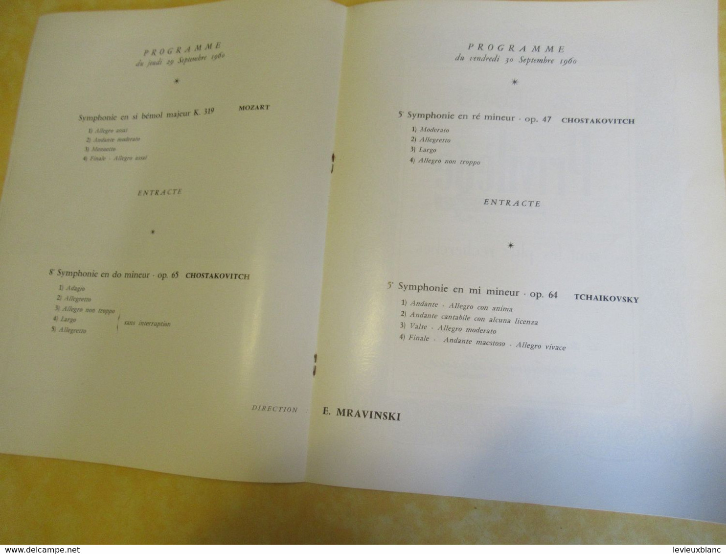 Programme ancien/Musique/ Orchestre Symphonique de LENINGRAD/Théâtre National du Palais de Chaillot/1960    PROG356