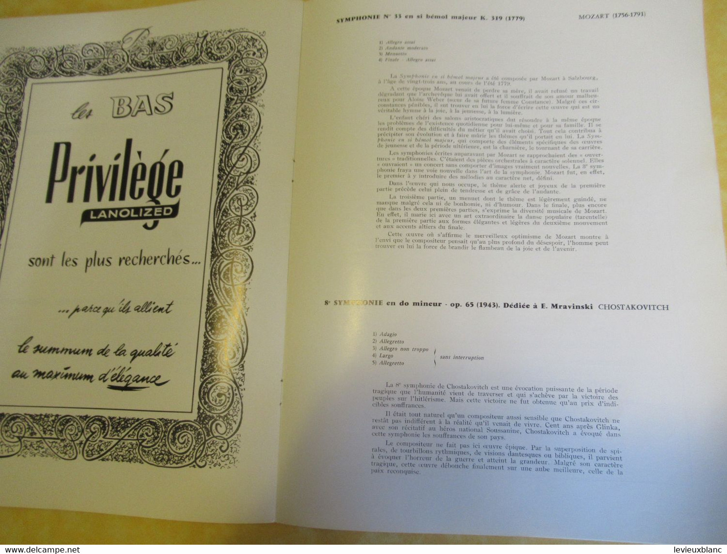 Programme ancien/Musique/ Orchestre Symphonique de LENINGRAD/Théâtre National du Palais de Chaillot/1960    PROG356