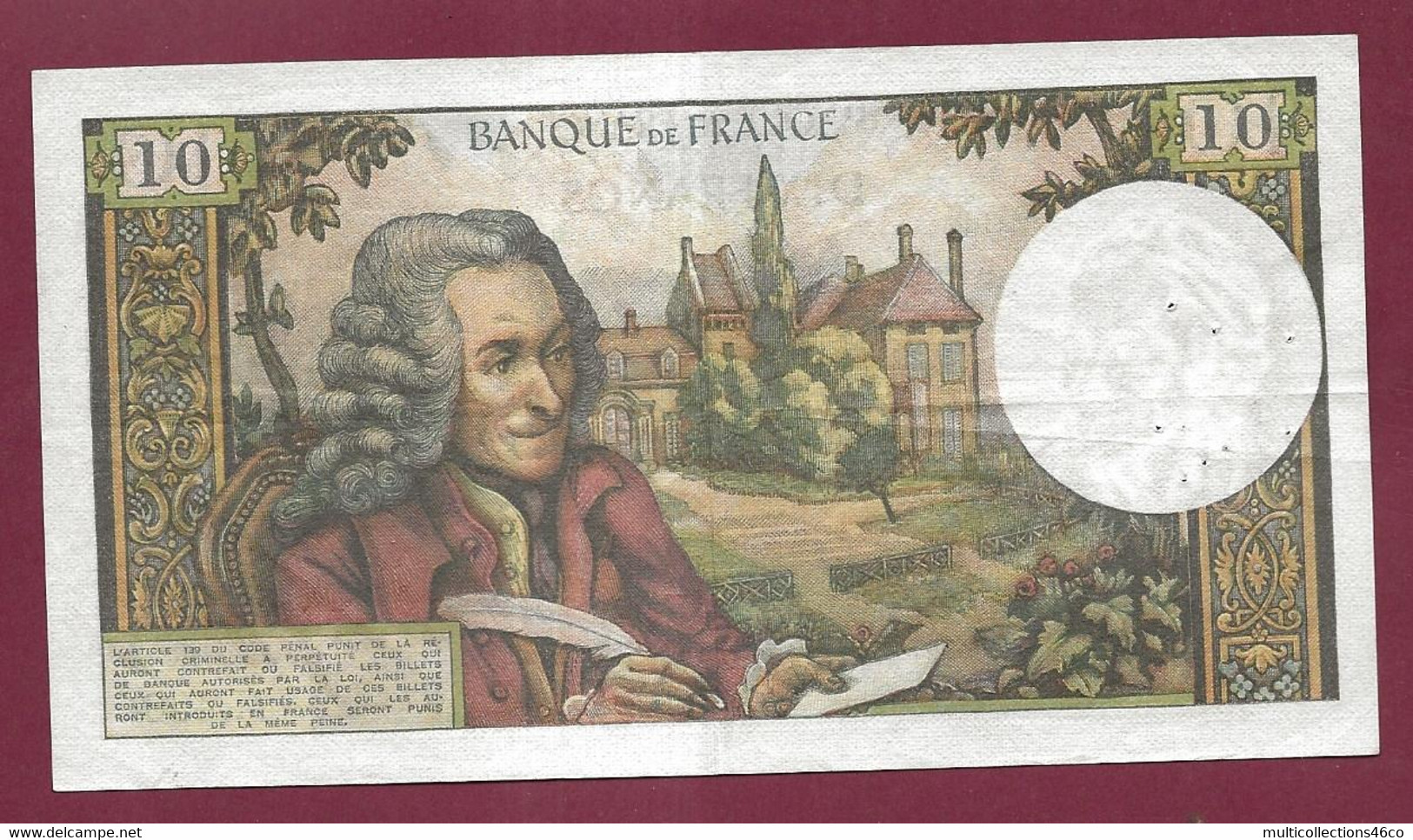 240223 - BILLET FRANCE - 10 Francs BANQUE DE FRANCE Voltaire M450 2-1-1969 A - 10 F 1963-1973 ''Voltaire''