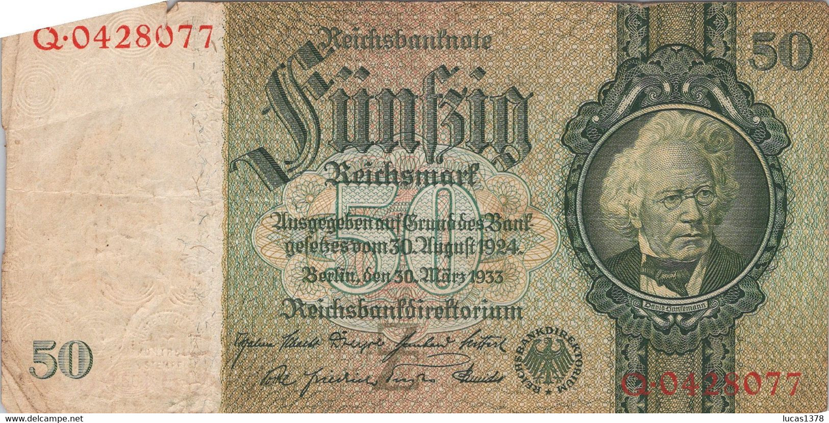 ALLEMAGNE / 50 REICHSBANKNOTE 1933 - 100 Reichsmark