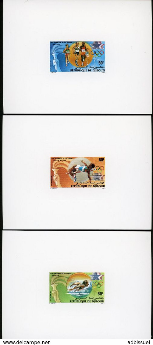 DJIBOUTI 3 Epreuves De Luxe De La Poste Aérienne Sur Papier Glacé N° 204 à 206 JEUX OLYMPIQUES DE LOS ANGELES - Sommer 1984: Los Angeles