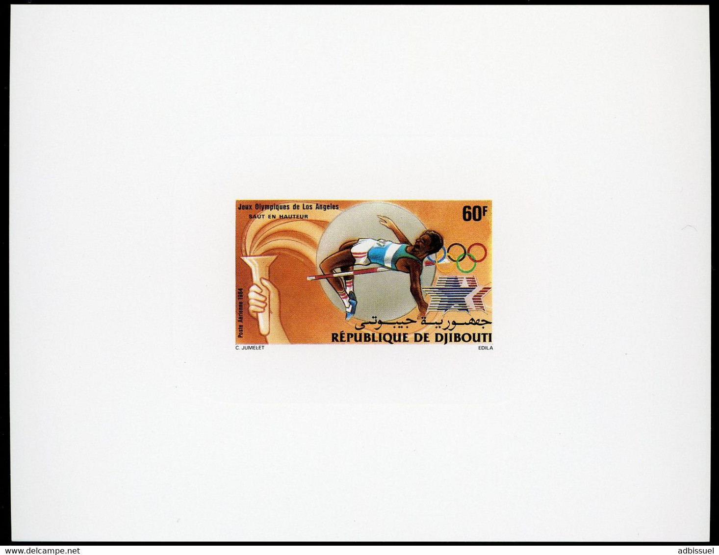 DJIBOUTI 3 Epreuves De Luxe De La Poste Aérienne Sur Papier Glacé N° 204 à 206 JEUX OLYMPIQUES DE LOS ANGELES - Dschibuti (1977-...)