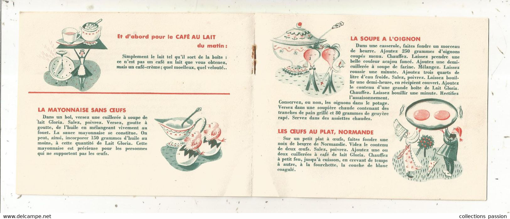 Publicité, Lait GLORIA, Message Aux Bonnes Ménagéres, Recettes : Cuisine Au Lait,  7 Pages,  4 Scans,  Frais Fr 1.75 E - Publicités