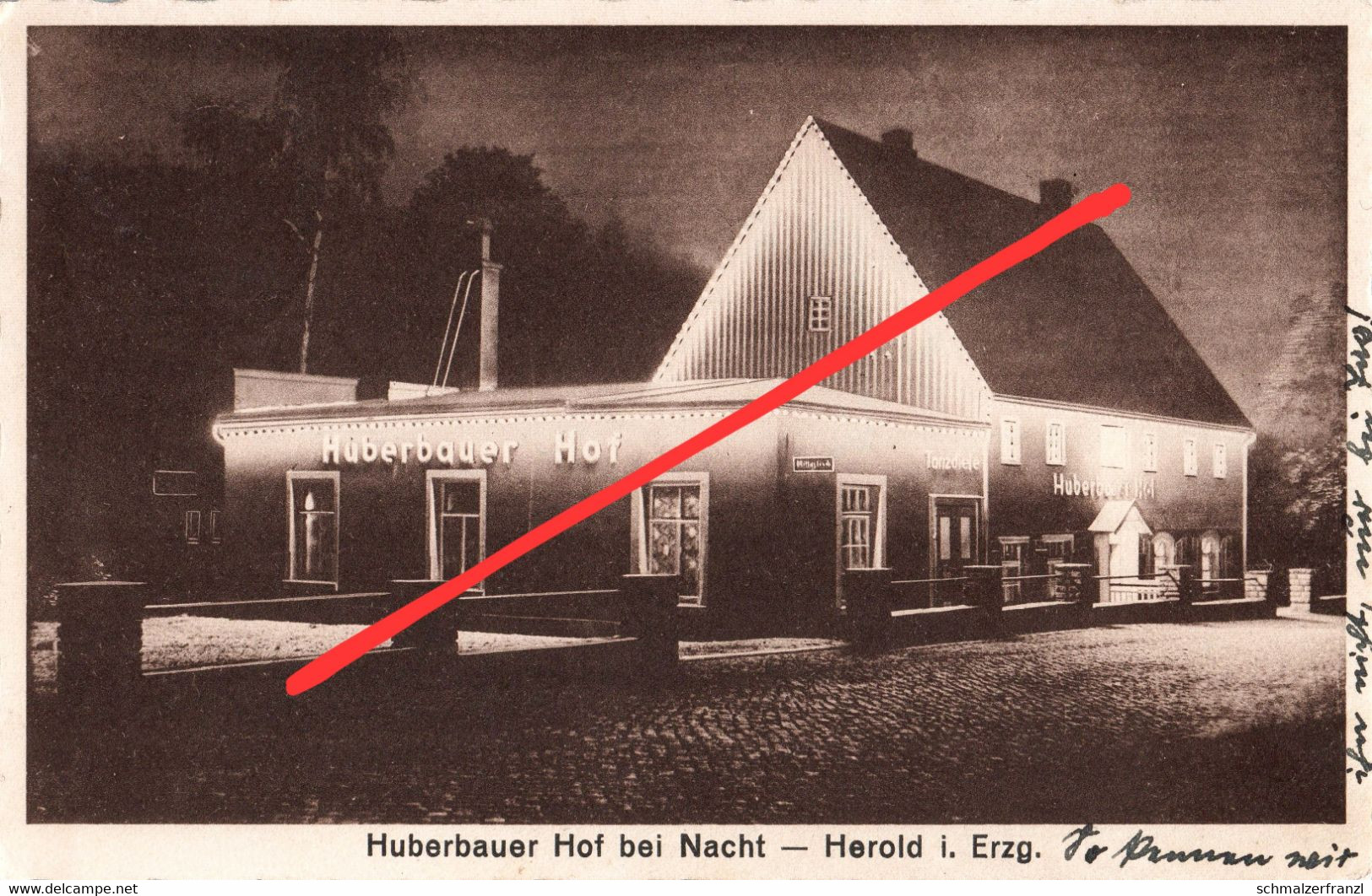 AK Herold Gasthof Huberbauer Hof Nacht A Thum Ehrenfriedersdorf Auerbach Gelenau Drebach Venusberg Geyer Wolkenstein - Thum