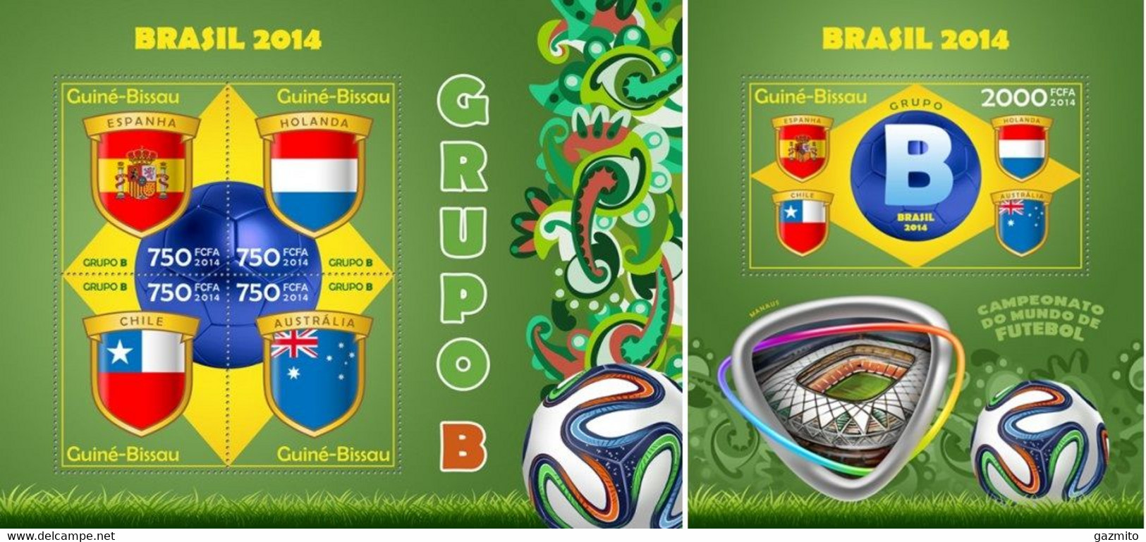 Guinea Bissau 2014, Sport, Football World Champion B, 4val In BF+BF - 2014 – Brésil