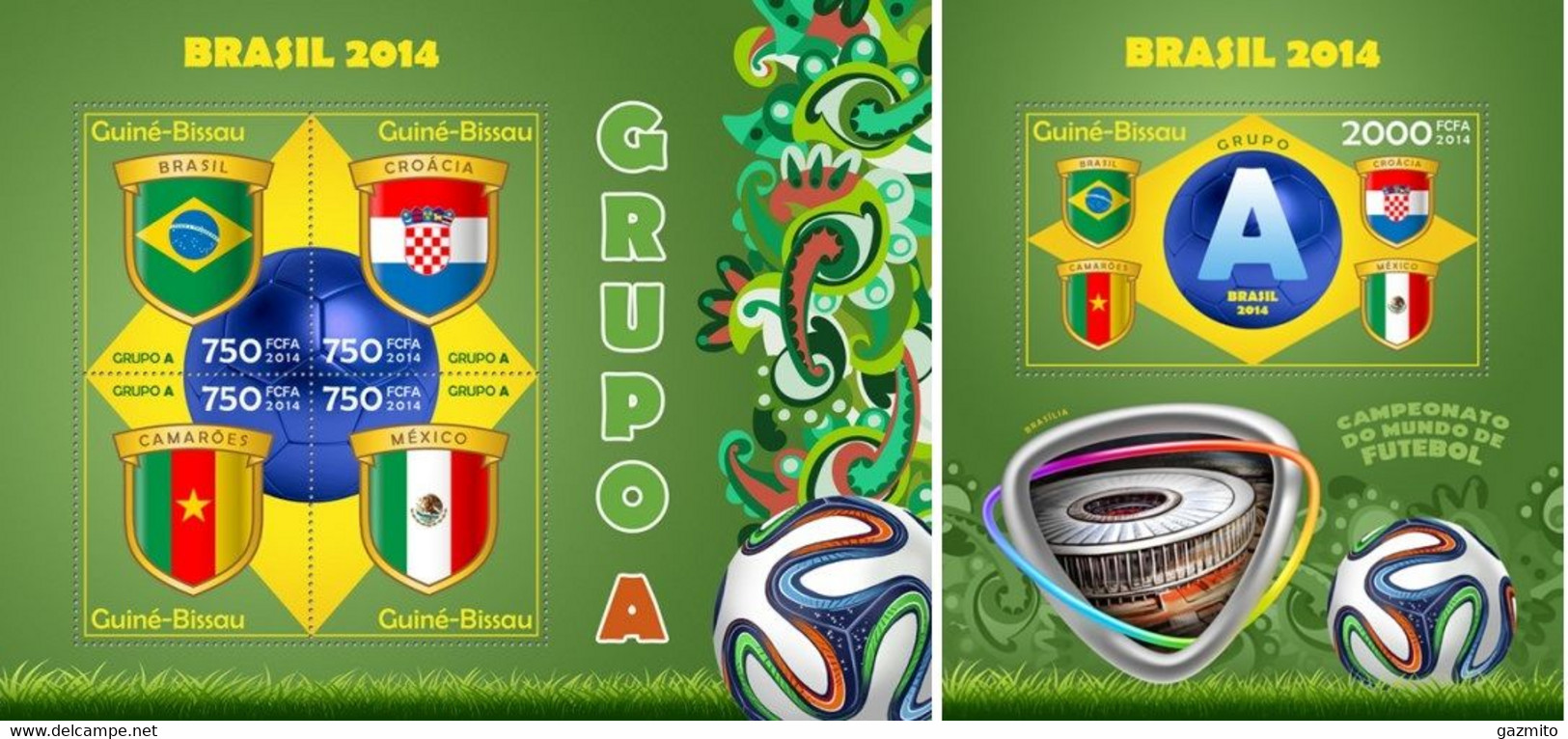 Guinea Bissau 2014, Sport, Football World Champion A, 4val In BF+BF - 2014 – Brésil