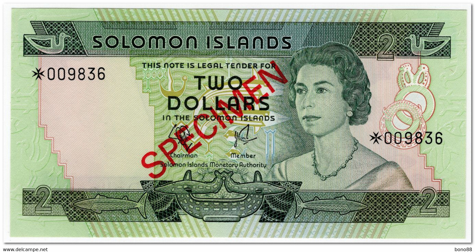 SOLOMON ISLANDS,2 DOLLARS,1977,P.5,SPECIMEN,UNC - Altri – Oceania