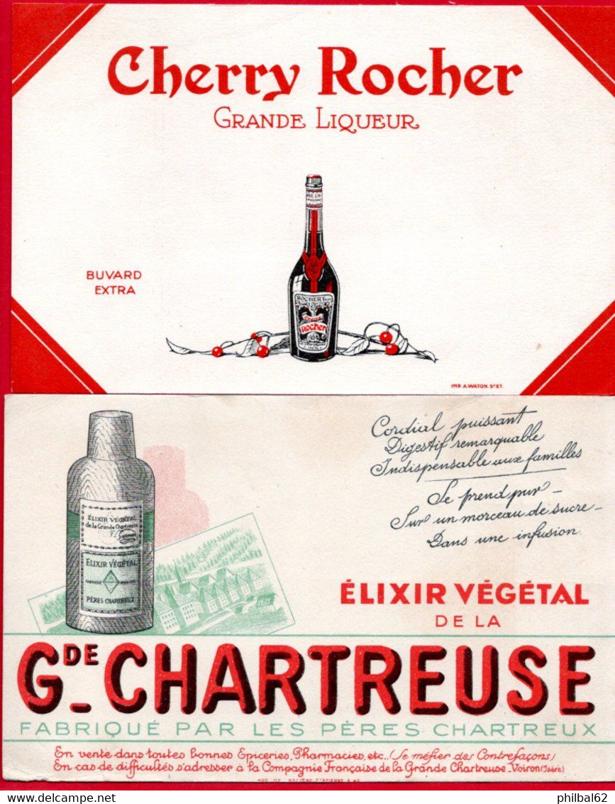 4 Buvards Cointreau, Gde. Chartreuse, Cherry Rocher. - Schnaps & Bier