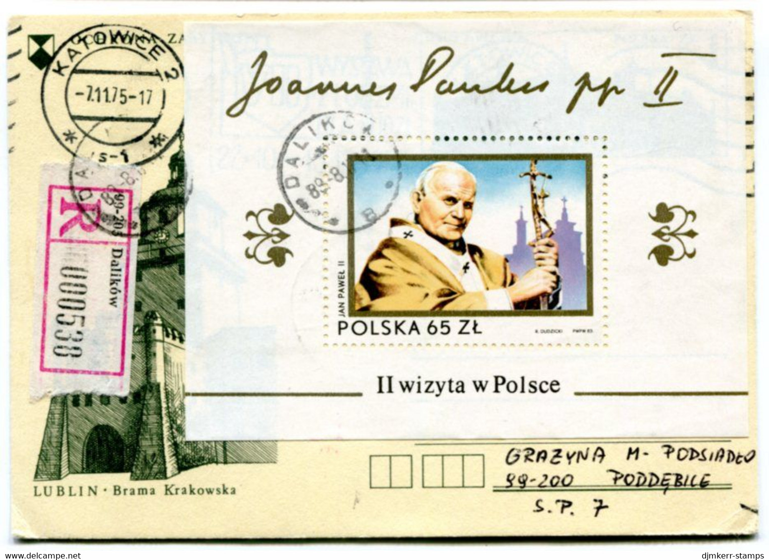 POLAND 1983 Papal Visit Block Used On Card  Michel Block 91 - Gebraucht