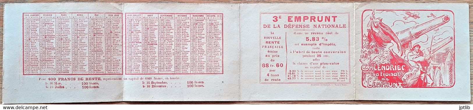 Calendrier / PROUVÉ (Victor)(1858-1943) / Emprunt De La Défense Nationale / 1918. - Small : 1901-20
