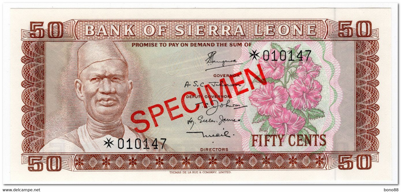 SIERRA LEONE,50 CENTS,1978,P.4,SPECIMEN,UNC - Sierra Leone