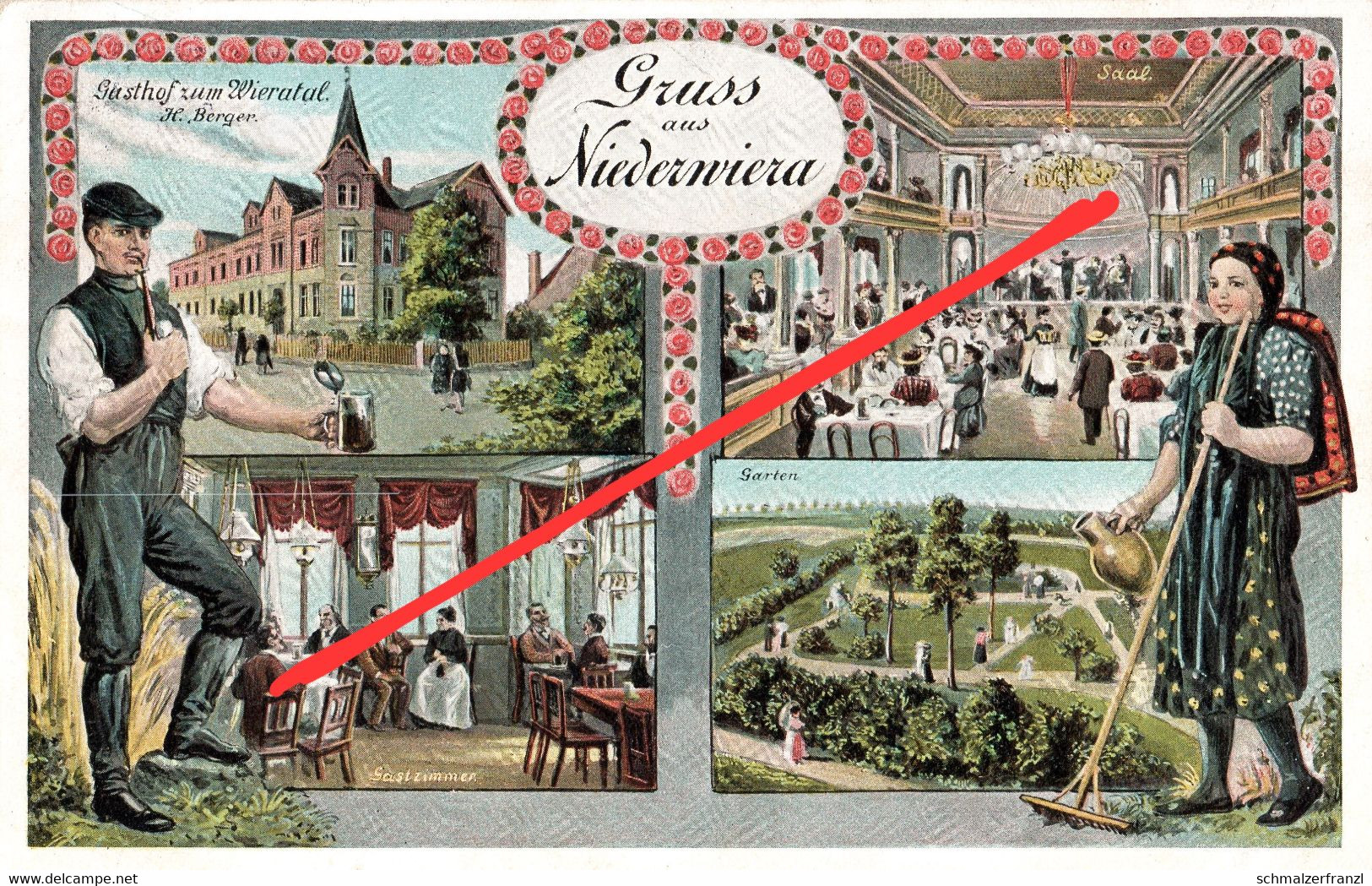 Litho AK Niederwiera Gasthof Zum Wieratal A Oberwiera Wiera Ziegelheim Wickersdorf Harthau Waldenburg Glauchau Meerane - Waldenburg (Sachsen)