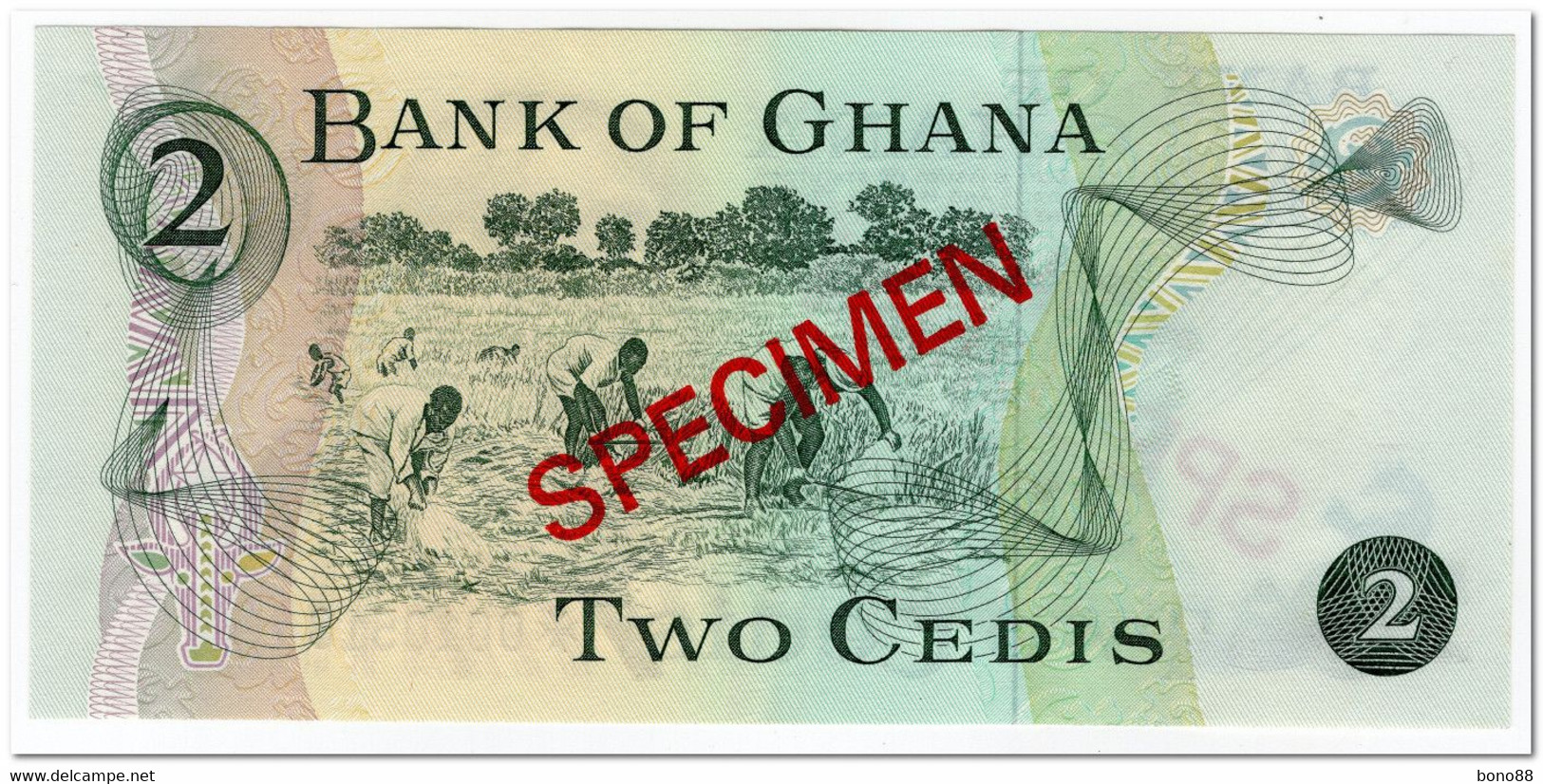 GHANA,2 CEDIS,1977,P.14,SPECIMEN,UNC - Ghana
