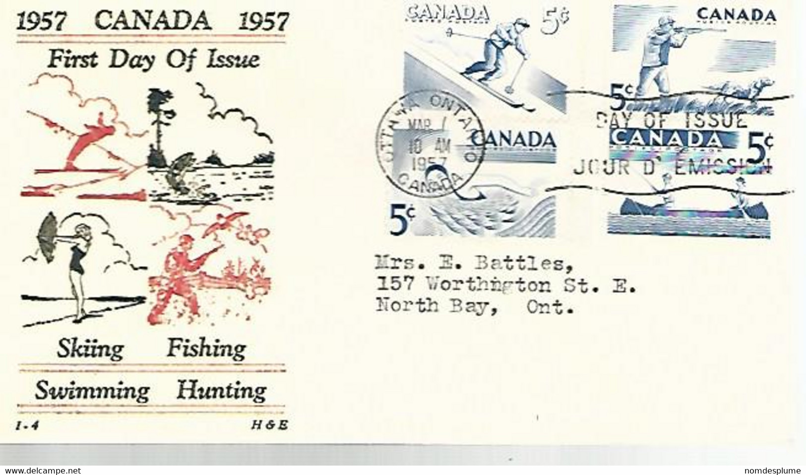 57732) Canada FDC Ottawa 1957 Postmark Cancel - 1952-1960