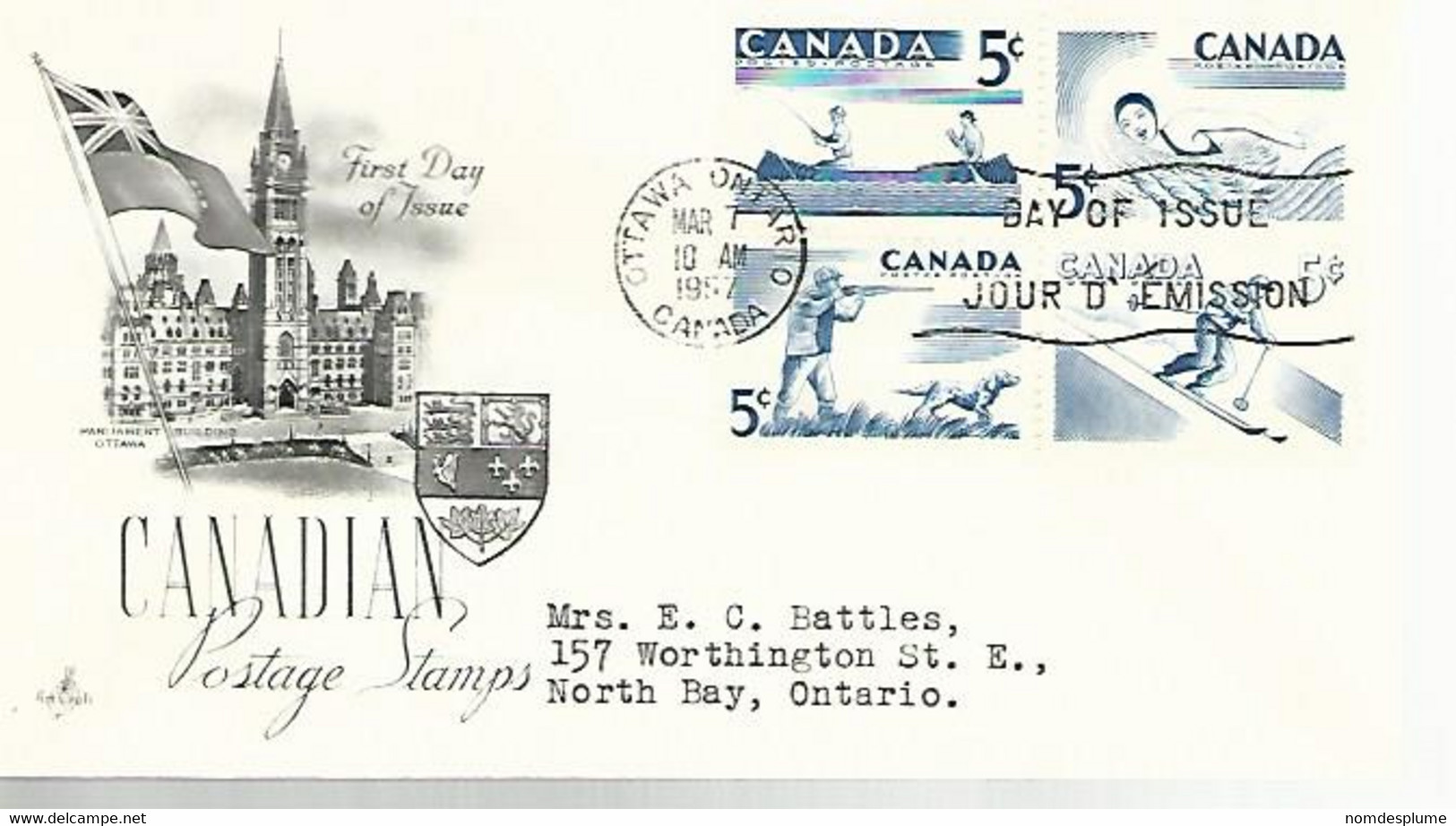 57737) Canada Ottawa1957 Postmark Cancel FDC Block - 1952-1960