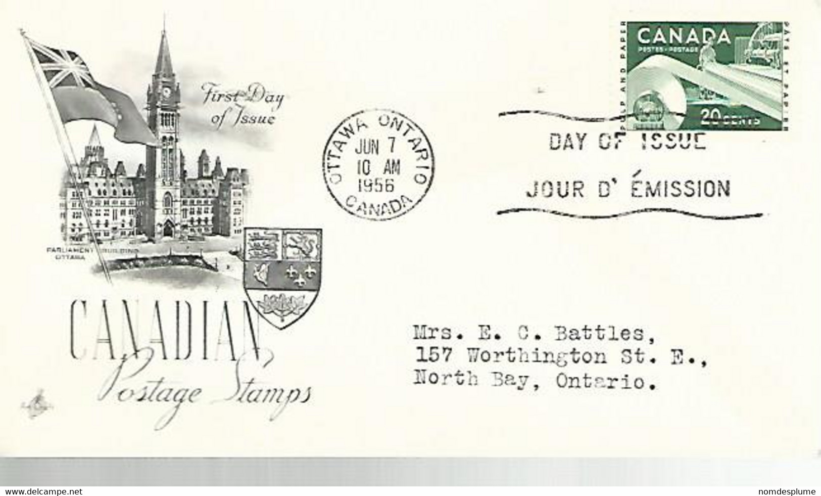 57738) Canada Ottawa1957 Postmark Cancel FDC - 1952-1960