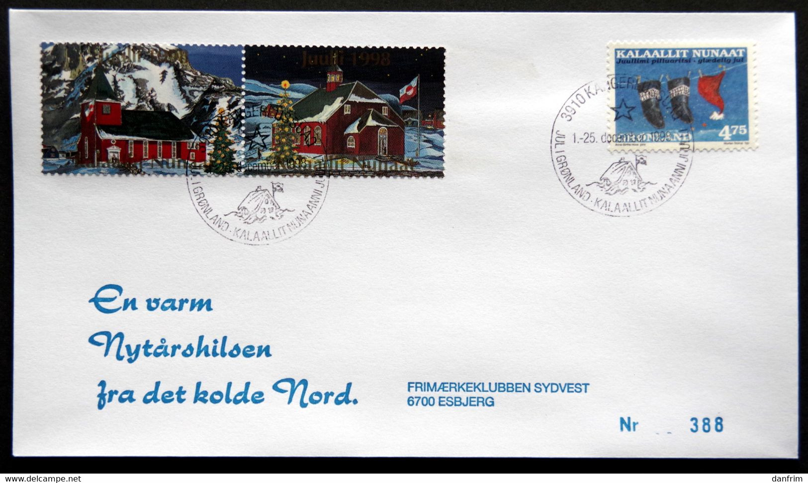 Greenland 1998 Cover  Minr.330  KANGERLUSSUA   (lot  784 ) - Brieven En Documenten