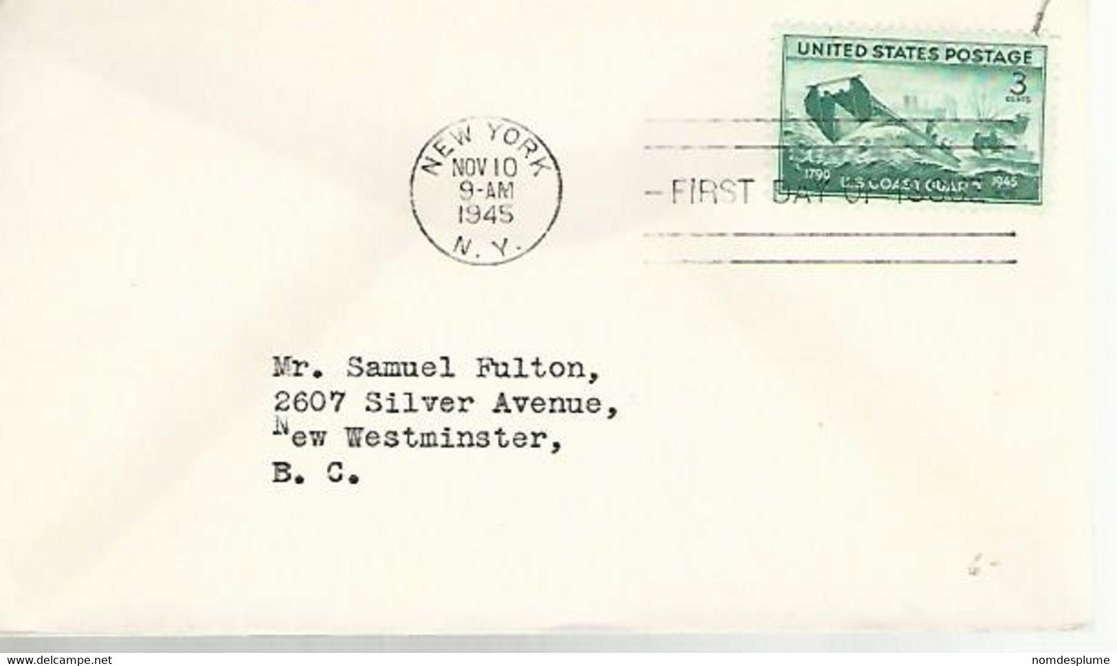 57740) USA New York 1945 Postmark Cancel FDC - 1941-1950