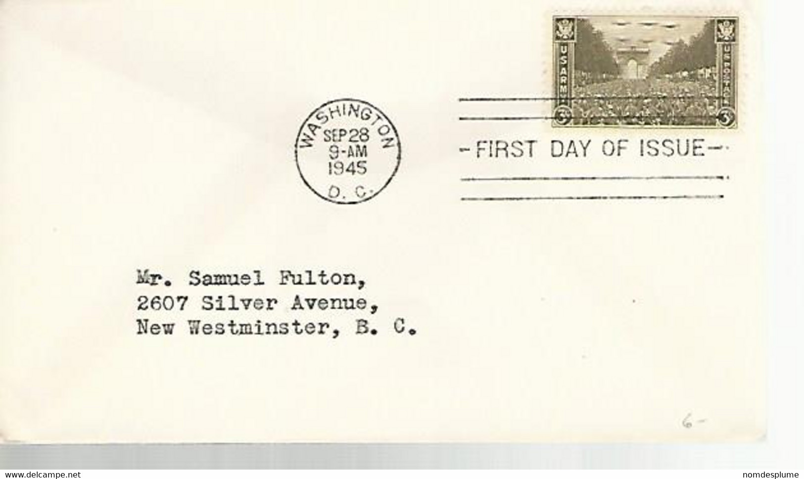 57743) USA Washington 1945 Postmark Cancel FDC - 1941-1950